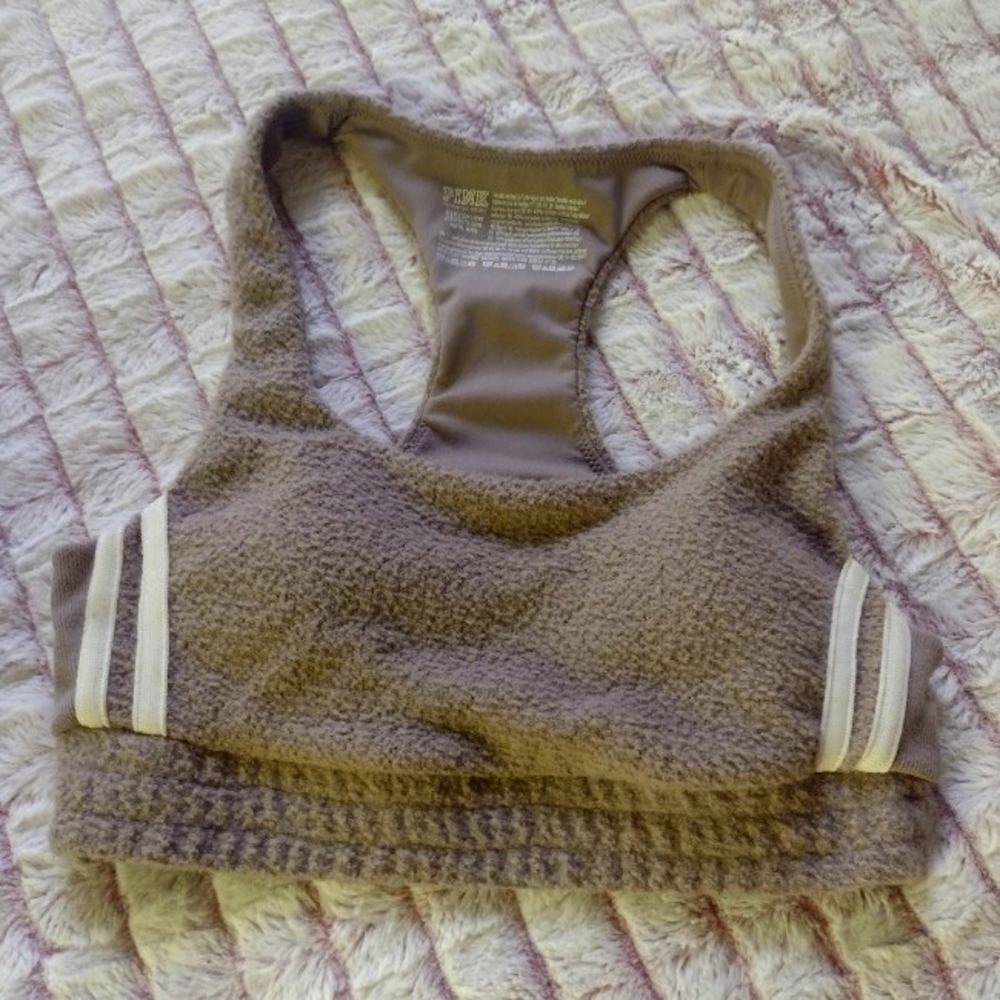 NWOT Pink Pull On Reverse Fleece Lounge Bra